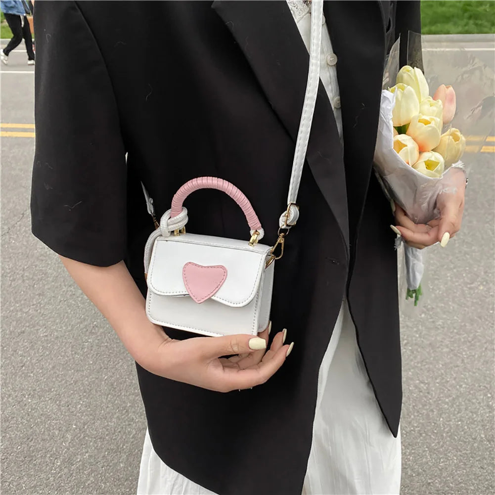 Mini Heart Shaped Leather Crossbody Bag for Women