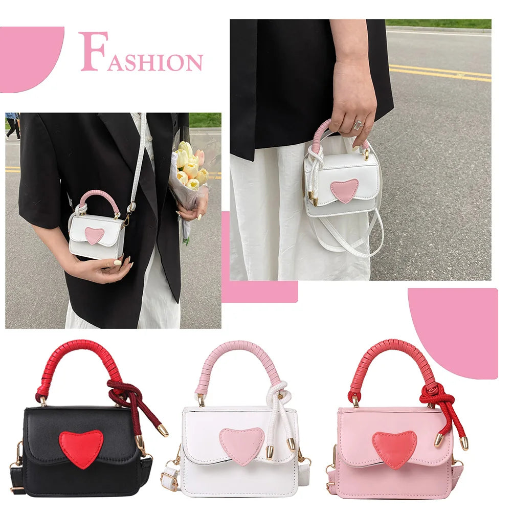 Mini Heart Shaped Leather Crossbody Bag for Women
