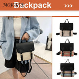 Women Multi-Function Backpack Straw PU Leather School Bag