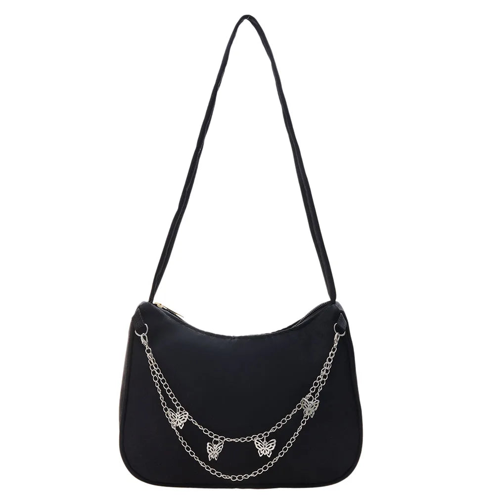 Nylon Butterfly Chain Tote Handbag for Women