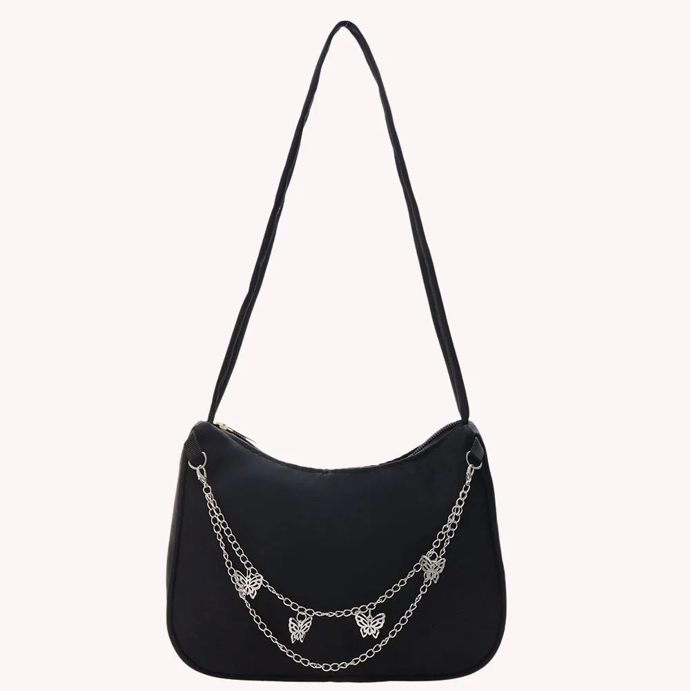 Nylon Butterfly Chain Tote Handbag for Women