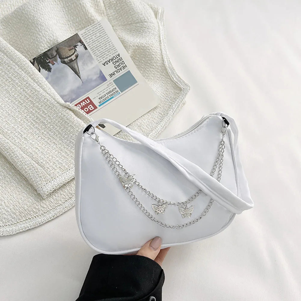 Nylon Butterfly Chain Tote Handbag for Women