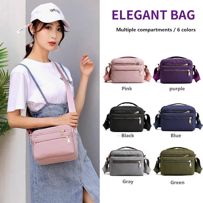 Waterproof Nylon Shoulder Bag Multi-pocket Handbag Crossbody Women Bolsa