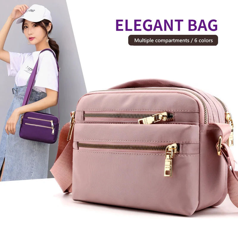 Waterproof Nylon Shoulder Bag Multi-pocket Handbag Crossbody Women Bolsa