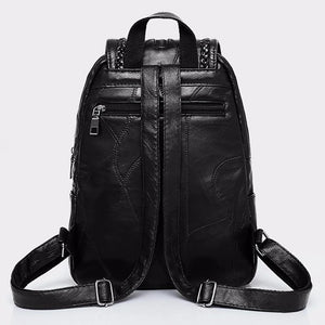Women Leather Backpack School Bag - Waterproof Travel Shoulder Bag