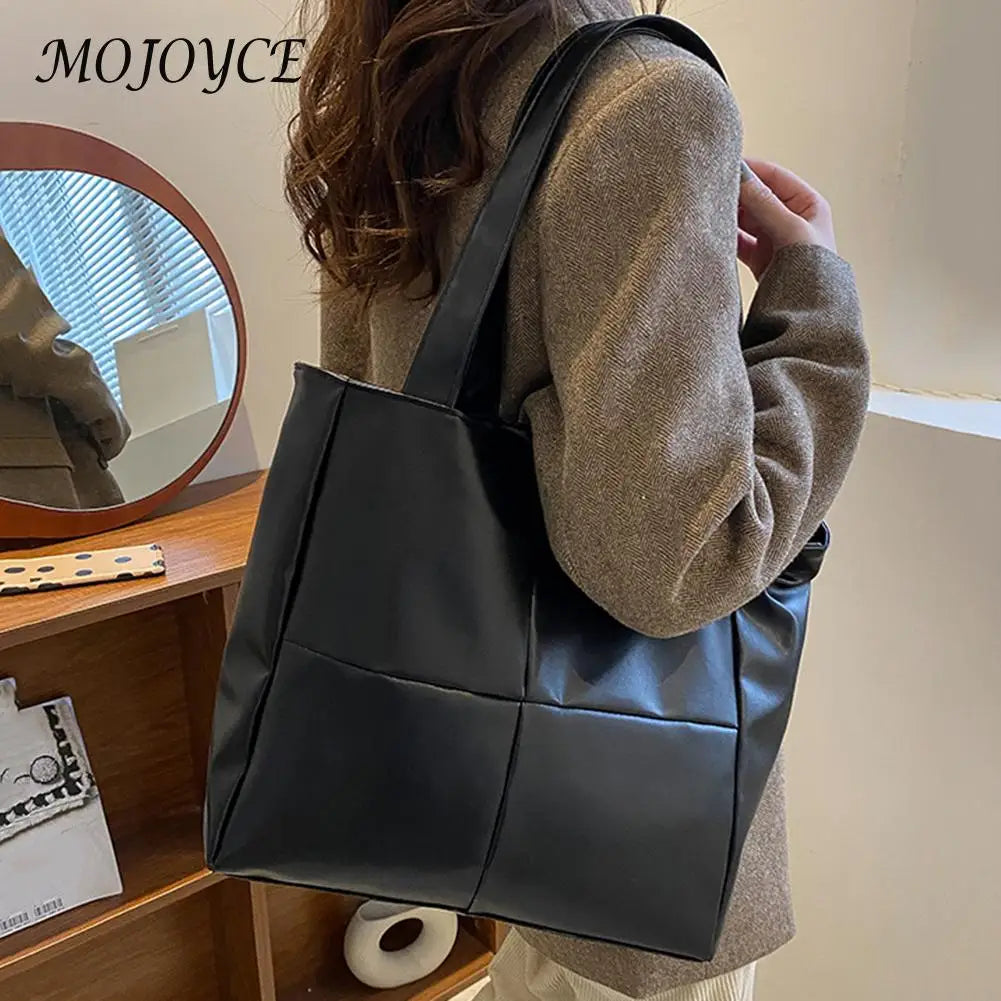 Women PU Leather Handbag Lattice Top-handle Bag Totes Shoulder Bags