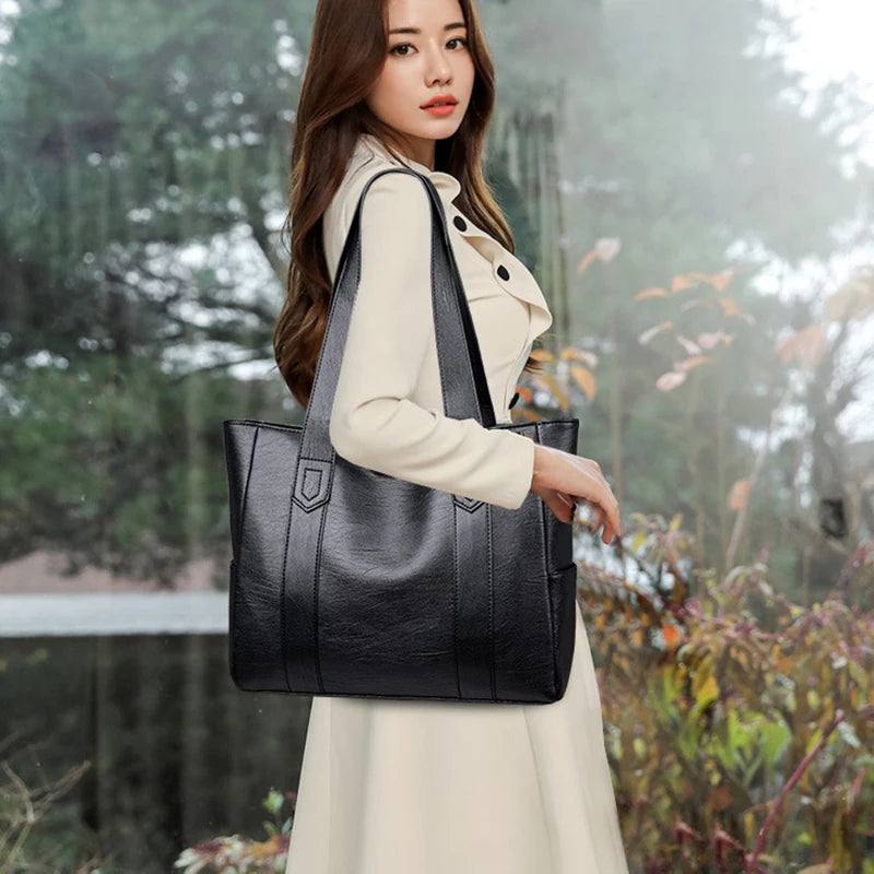 Women PU Leather Handbags Tote Bags Double Strap Shoulder Bag