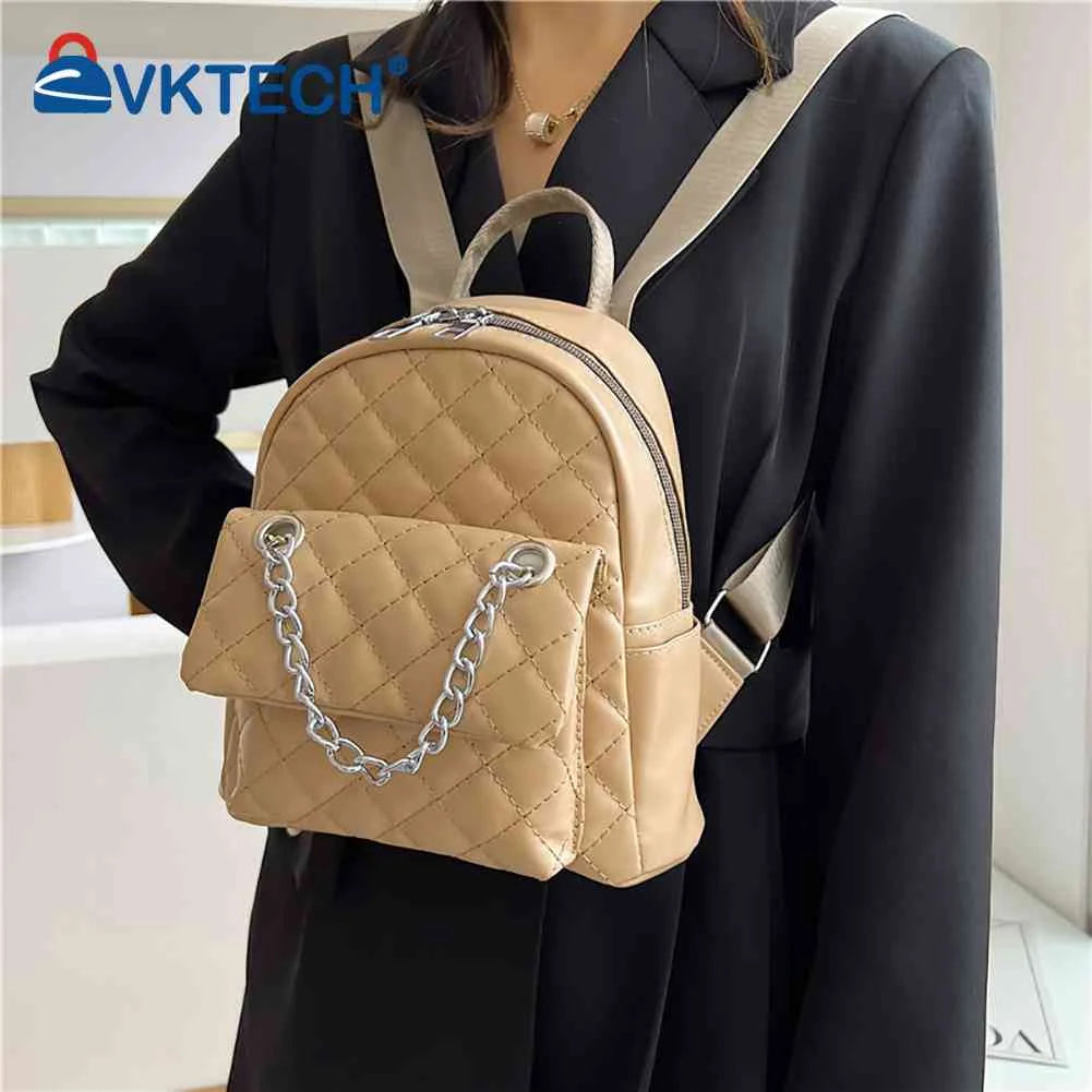 Women PU Leather Shoulder Backpack Rhombus Ladies Student Preppy School Backpack