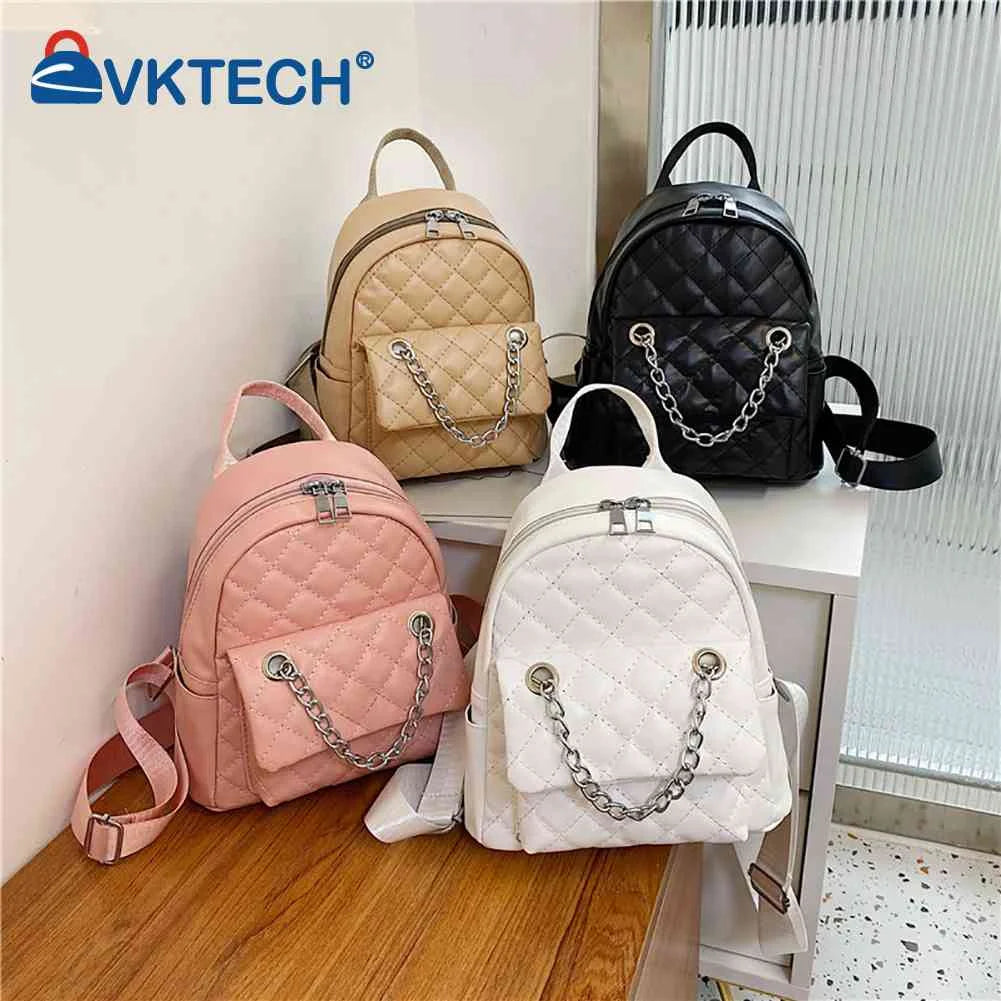 Women PU Leather Shoulder Backpack Rhombus Ladies Student Preppy School Backpack