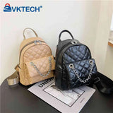 Women PU Leather Shoulder Backpack Rhombus Ladies Student Preppy School Backpack