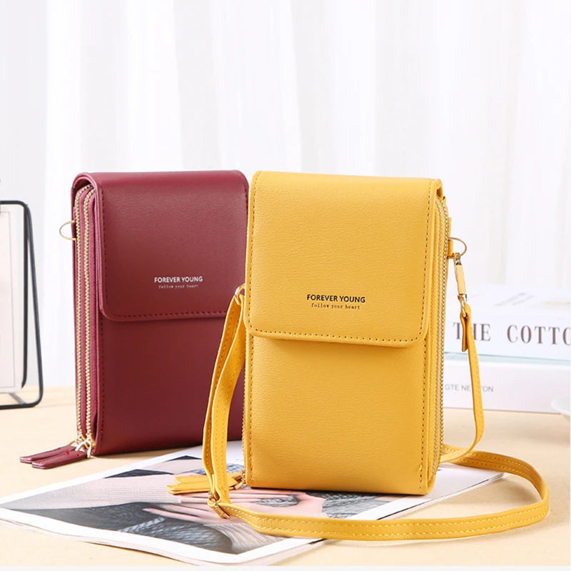 Women Phone Bag Outdoor Pocket Wallet Crossbody Bag Heart Shaped Decorative