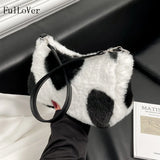 Women Plush Love Handbags Autumn/Winter Shoulder Bags Geometric Pattern Bags