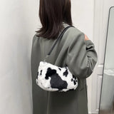 Women Plush Love Handbags Autumn/Winter Shoulder Bags Geometric Pattern Bags