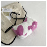 Women Plush Love Handbags Autumn/Winter Shoulder Bags Geometric Pattern Bags