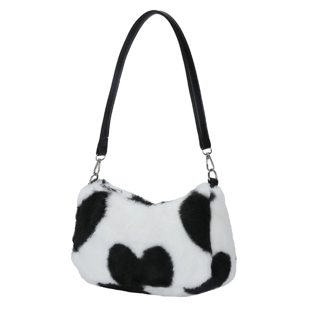 Women Plush Love Handbags Autumn/Winter Shoulder Bags Geometric Pattern Bags