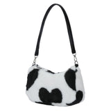 Women Plush Love Handbags Autumn/Winter Shoulder Bags Geometric Pattern Bags