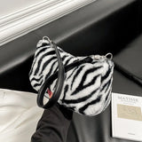 Women Plush Love Handbags Autumn/Winter Shoulder Bags Geometric Pattern Bags