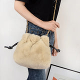 Women Plush Shoulder Bag Soft Faux Fur Mink Fur Ladies Crossbody Shopping Bag