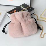 Women Plush Shoulder Bag Soft Faux Fur Mink Fur Ladies Crossbody Shopping Bag
