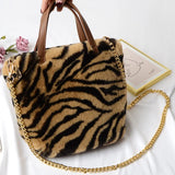 Women Plush Shoulder Bag Soft Faux Fur Ladies Chain Messenger Bags