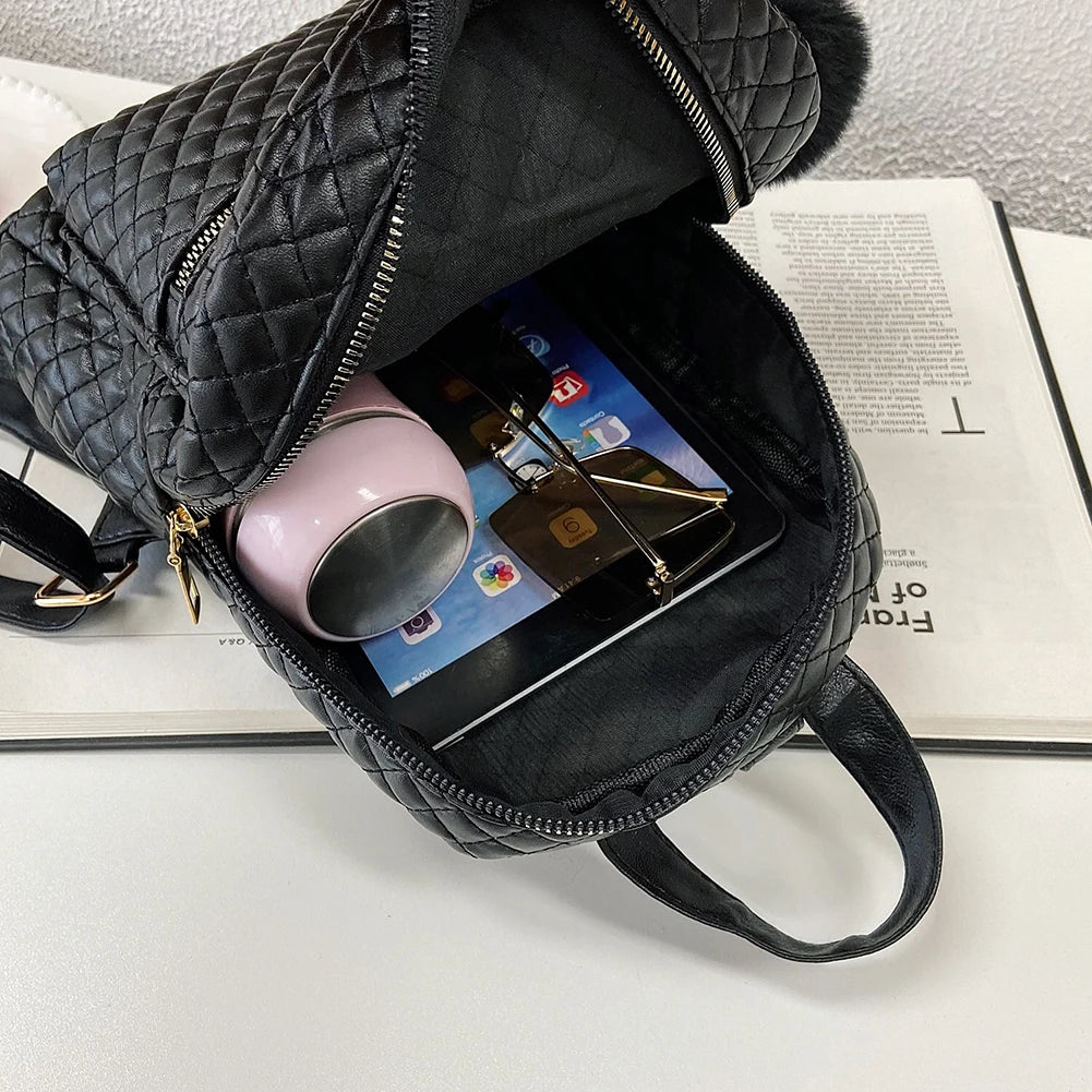 Women Preppy Style PU Leather Backpack Small Rucksack