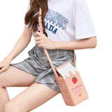 Cartoon Milk Box Crossbody Phone Bag Adjustable Strap