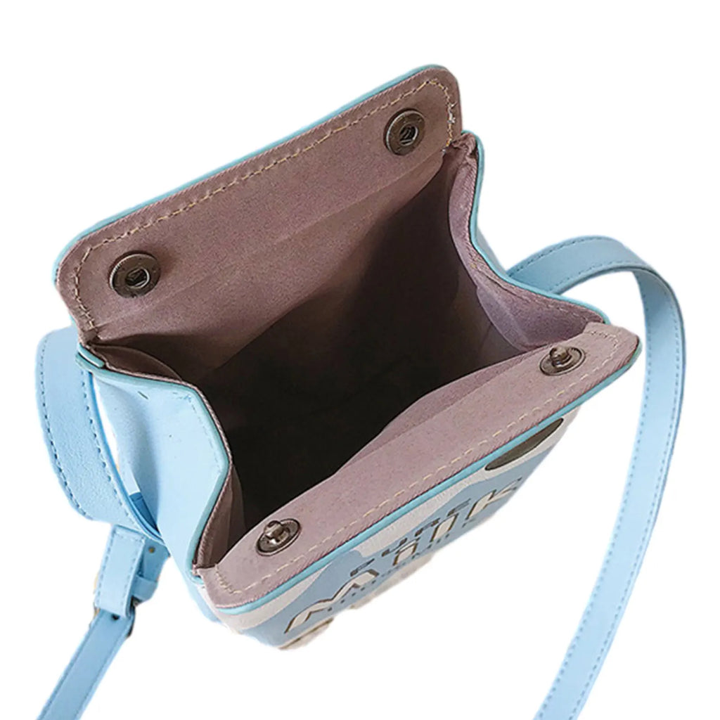 Cartoon Milk Box Crossbody Phone Bag Adjustable Strap