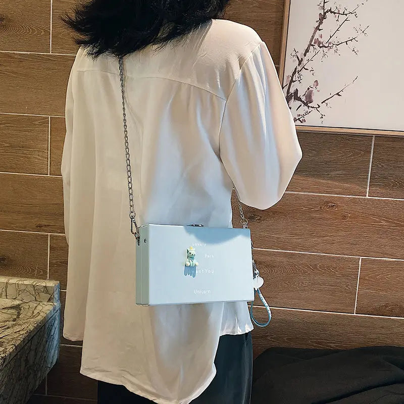 Small Box Shape Animal Pattern Shoulder Bag