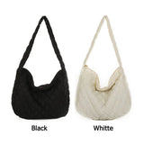 Women Puffy Handbag Winter Quilted Tote Bag Plaid Shoulder Bags