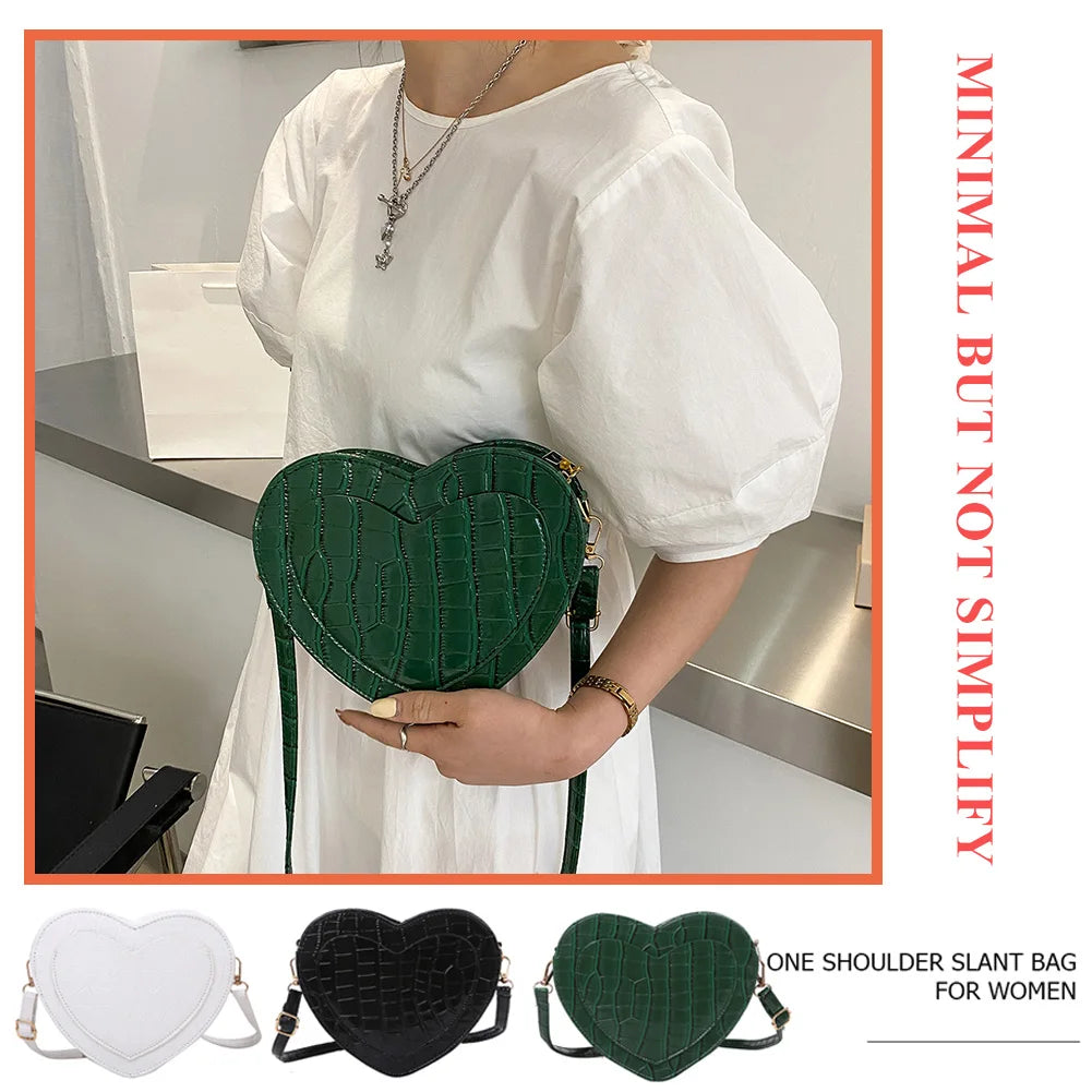 Red Love Heart Shape Shoulder Bag Women Chain Crossbody Bag