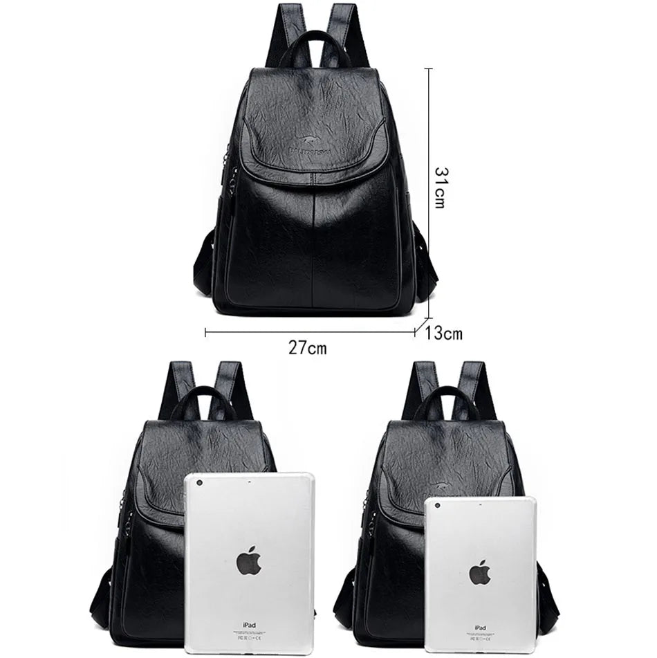 Women Leather Backpacks for Girls Daypack Vintage School Bags Rucksack