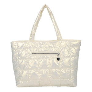 Vintage Quilted Shoulder Bag Solid Nylon Tote Handbag