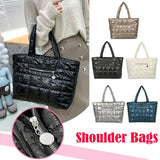 Vintage Quilted Shoulder Bag Solid Nylon Tote Handbag