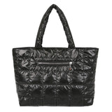 Vintage Quilted Shoulder Bag Solid Nylon Tote Handbag