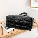 Vintage Quilted Shoulder Bag Solid Nylon Tote Handbag
