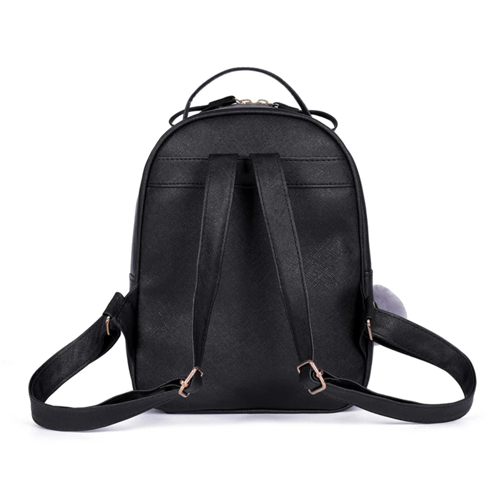 Cat Cartoon Leather Rucksack for Girls