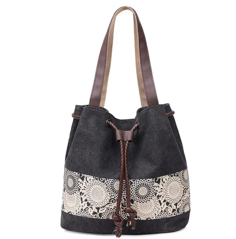National Style Canvas Shoulder Bag for Women