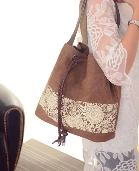 National Style Canvas Shoulder Bag for Women