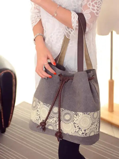 National Style Canvas Shoulder Bag for Women
