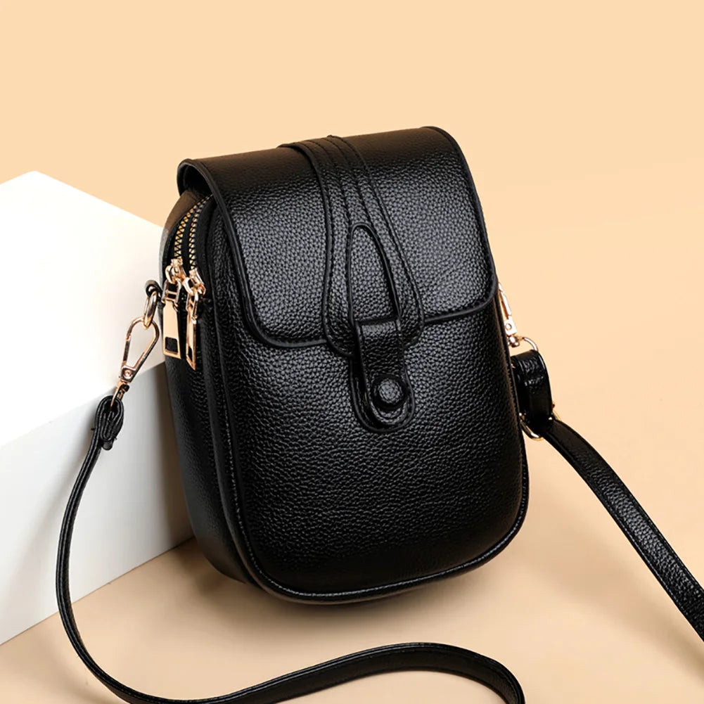 Women Saddle Bag Flap Small Shoulder Bag Solid PU Leather