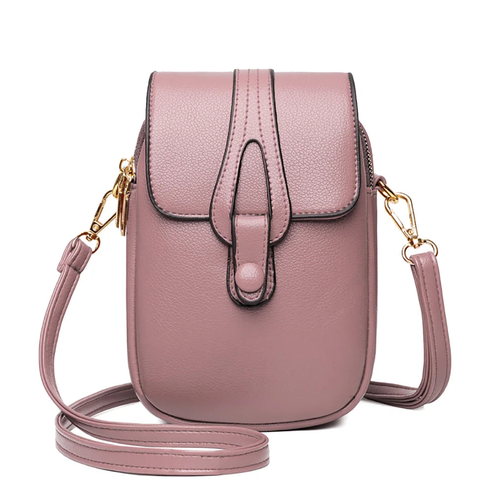 Women Saddle Bag Flap Small Shoulder Bag Solid PU Leather