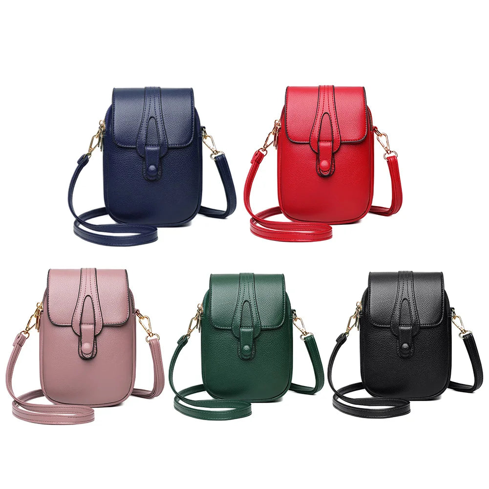 Women Saddle Bag Flap Small Shoulder Bag Solid PU Leather