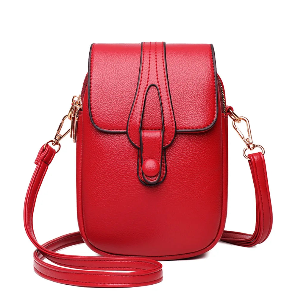 Women Saddle Bag Flap Small Shoulder Bag Solid PU Leather