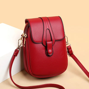 Women Saddle Bag Flap Small Shoulder Bag Solid PU Leather