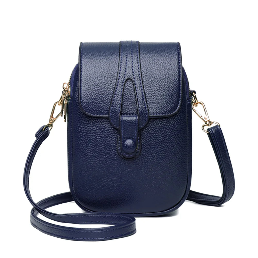Women Saddle Bag Flap Small Shoulder Bag Solid PU Leather