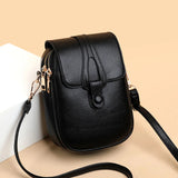 Women Saddle Bag Flap Small Shoulder Bag Solid PU Leather