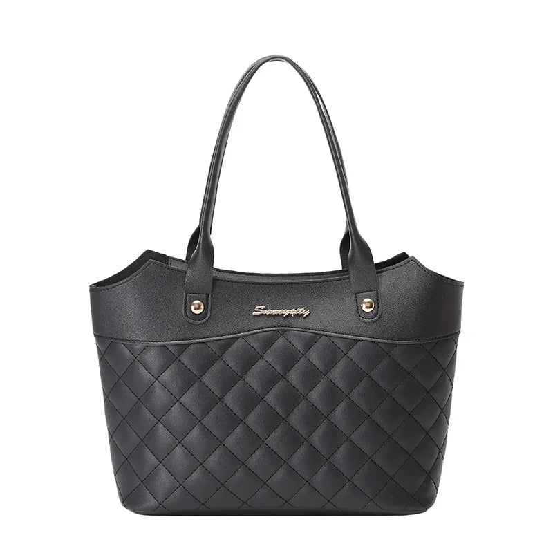 Women Shopping Handbag Solid Square Bags PU Leather Shoulder Bag