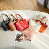 Women Shopping Handbag Solid Square Bags PU Leather Shoulder Bag