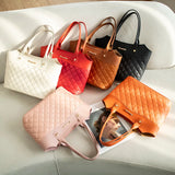 Women Shopping Handbag Solid Square Bags PU Leather Shoulder Bag