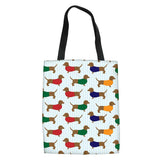 Cartoon Dog Cat Fish Print Canvas Tote Bag